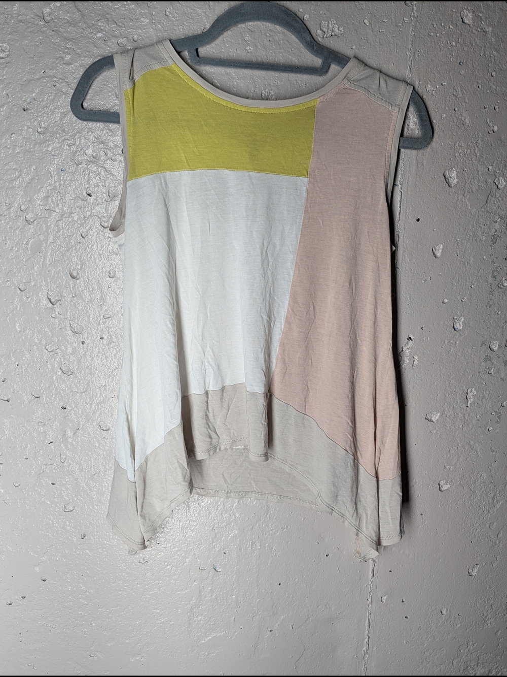 BCBGMAXAZRIA Colorblock Modal Tank Top | Asymmetrical Handkerchief Hem